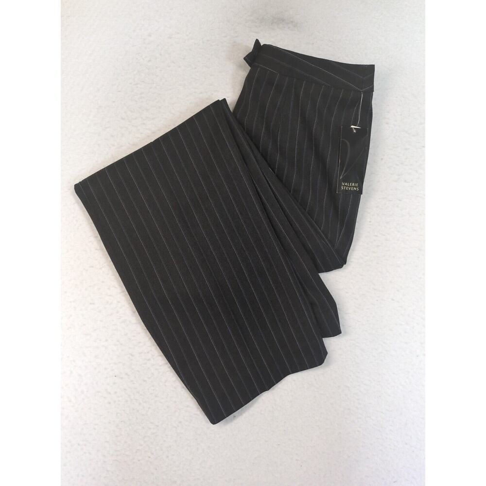 NWT Valerie Stevens black dress pants w/ blue & gray stripes, stretch. Size 6 - Picture 12 of 12
